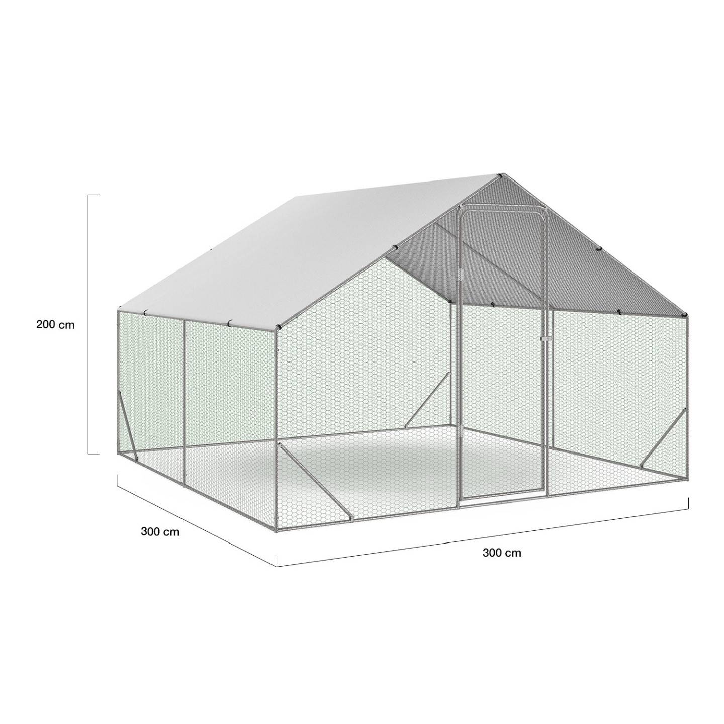 Enclos poulailler 9 m² 3x3 m avec toit étanche et porte – Acier galvanisé – ID Market - Image 4