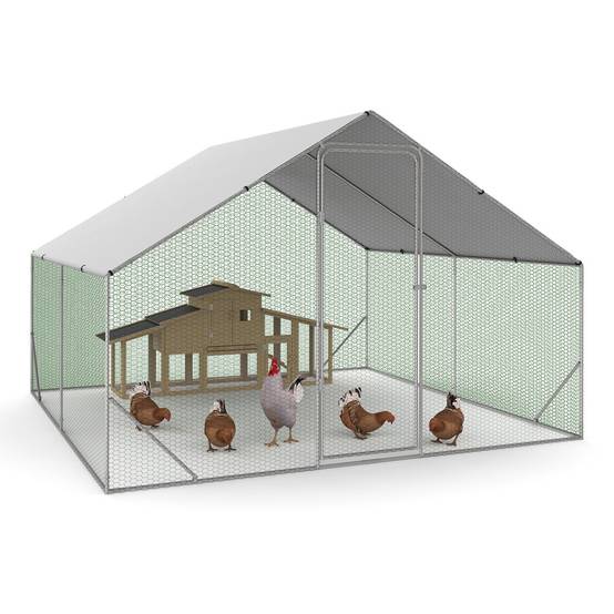 Enclos poulailler 9 m² 3x3 m avec toit étanche et porte – Acier galvanisé – ID Market - Image 9