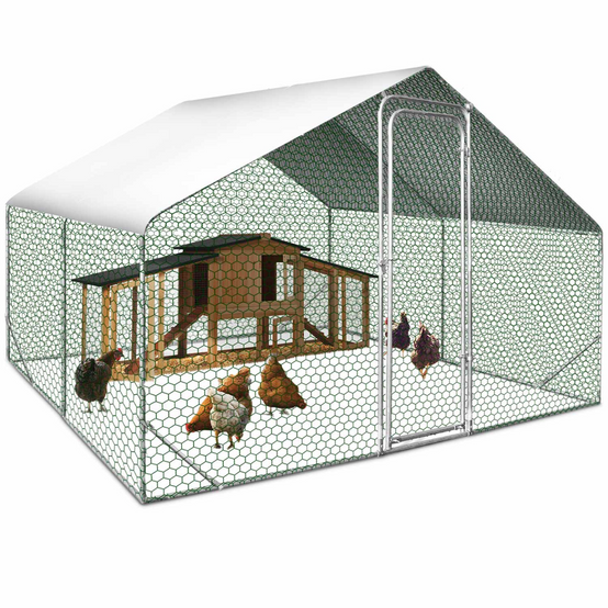 Enclos poulailler 9 m² 3x3 m avec toit étanche et porte – Acier galvanisé – ID Market - Image 3