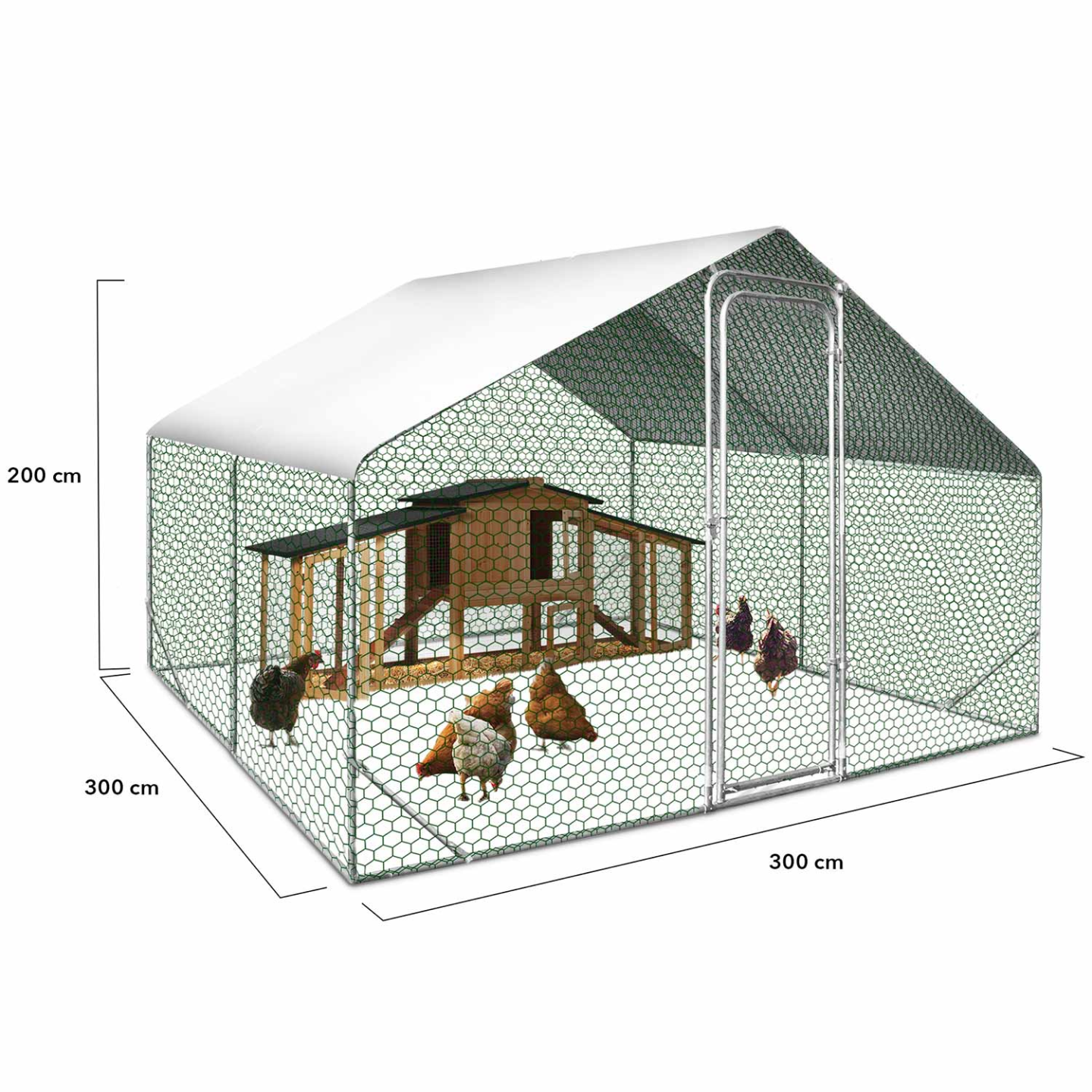 Enclos poulailler 9 m² 3x3 m avec toit étanche et porte – Acier galvanisé – ID Market - Image 2