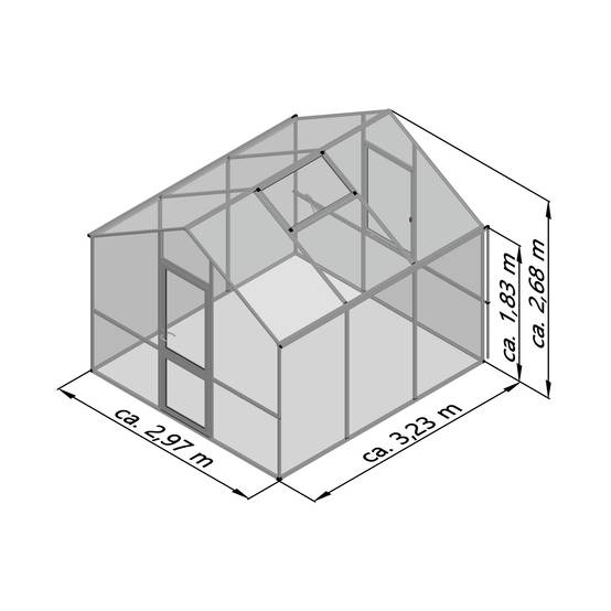 Serre de jardin 9,59m² aluminium et polycarbonate KGT Lilie III, brut - Image 2