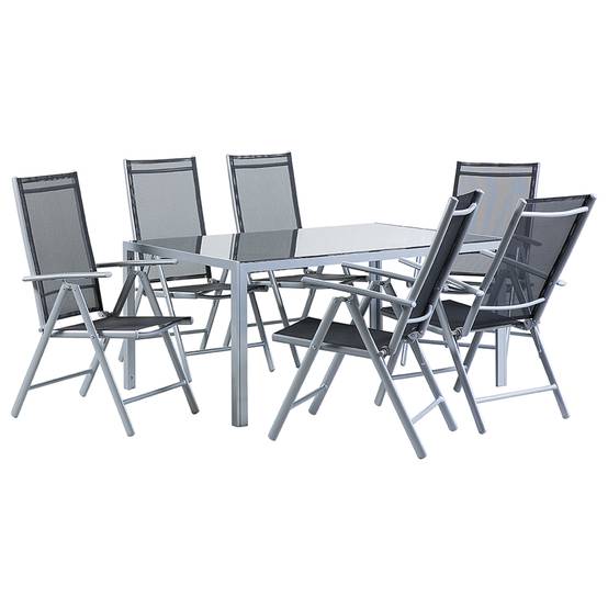 Beliani - Set de salle à manger, 6 Personnes Aluminium Noir CATANIA - Beliani - Image 1