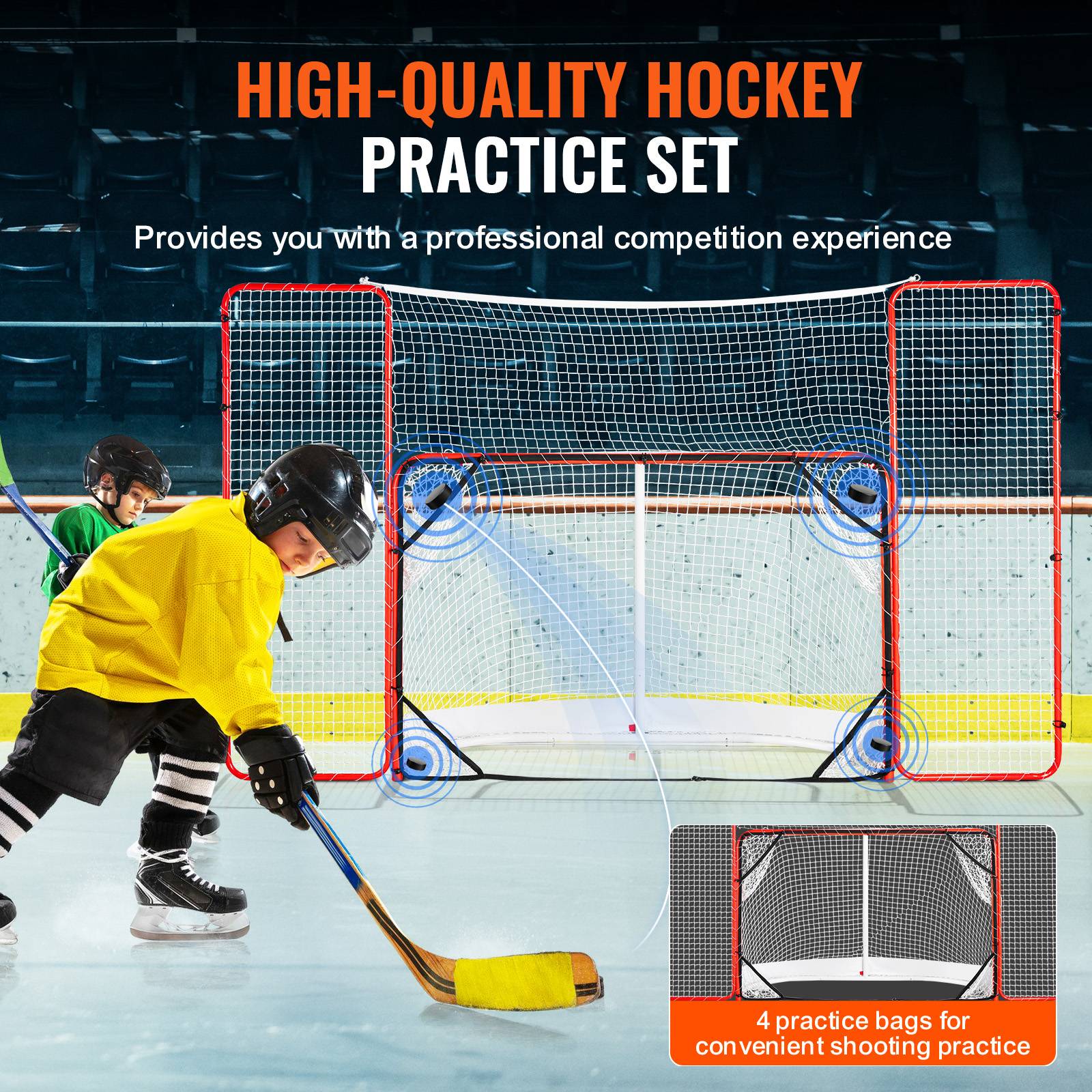 Vevor - VEVOR But hockey acier, 72 pouces. Cibles, filet, portable. Intérieur/extérieur, entraînement. - Image 3