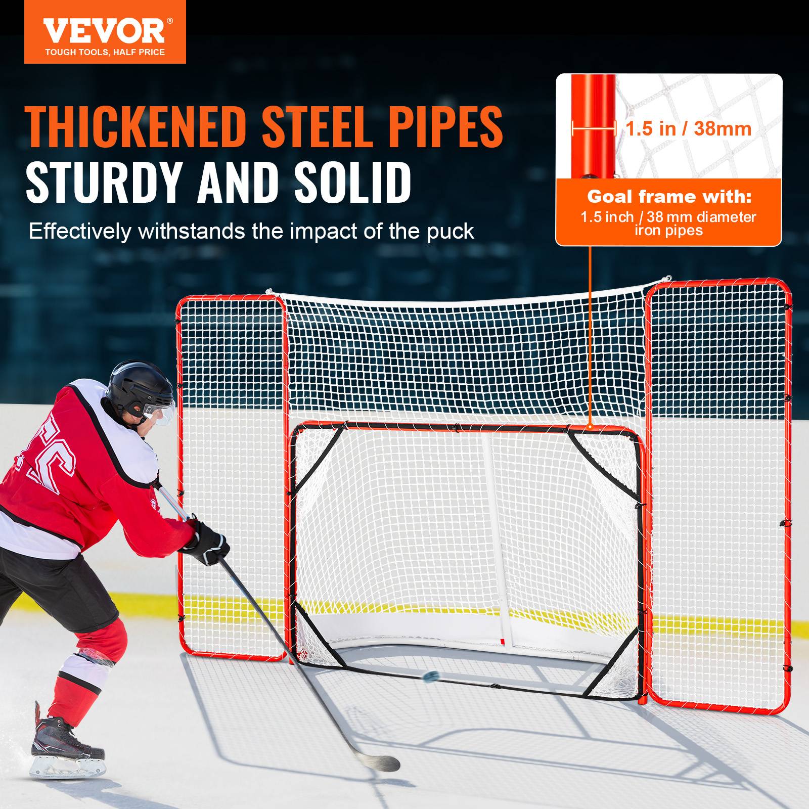 Vevor - VEVOR But hockey acier, 72 pouces. Cibles, filet, portable. Intérieur/extérieur, entraînement. - Image 2