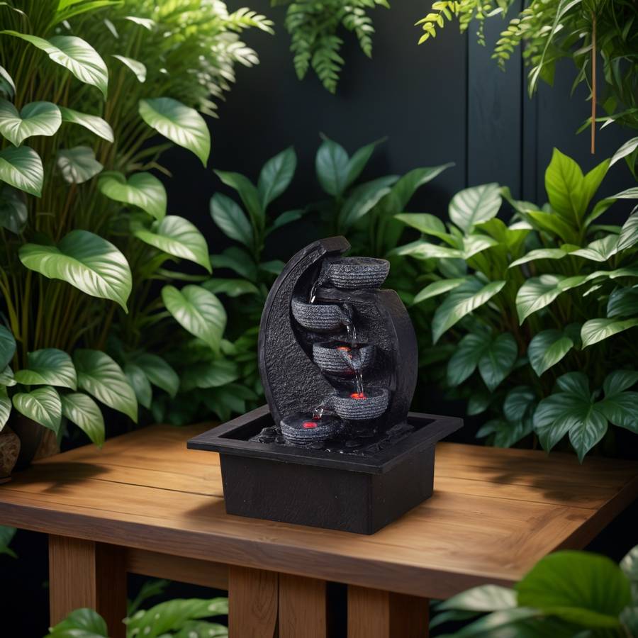 Zen Light - Fontaine Cascade Jarre - Résine Effet Pierre Naturelle - Lumière LED Coloré - Décoration d'intérieur Zen - H26cm – Zen'Light - Image 5