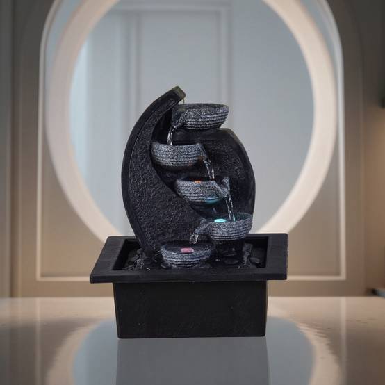 Zen Light - Fontaine Cascade Jarre - Résine Effet Pierre Naturelle - Lumière LED Coloré - Décoration d'intérieur Zen - H26cm – Zen'Light - Image 1
