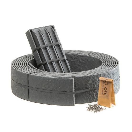 Pack Ecolat bordure de jardin rouleau 12 m + 10 ECOPIC - Gris - ECOO - Image 1