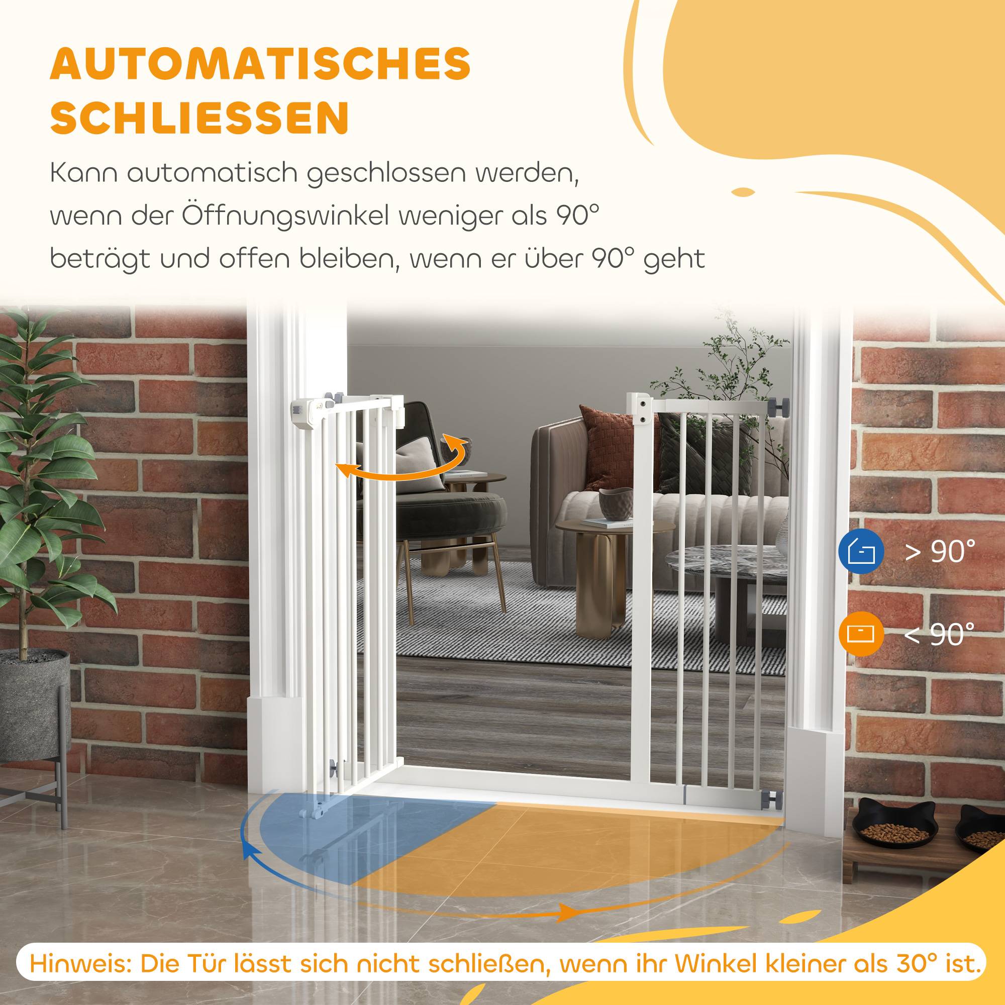 Barrière de porte pour chien, protection animal, métal, plastique, 74-80/87-94 cm, blanc - Image 7