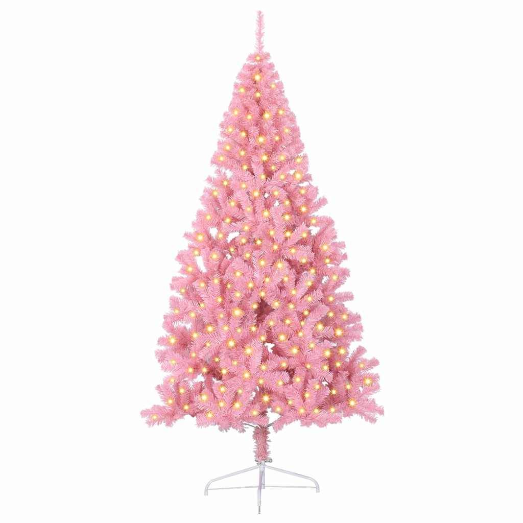Vidaxl - Sapin de Noël artificiel pré-éclairé Rose 210 cm PVC vidaXL 3397085 - Image 4