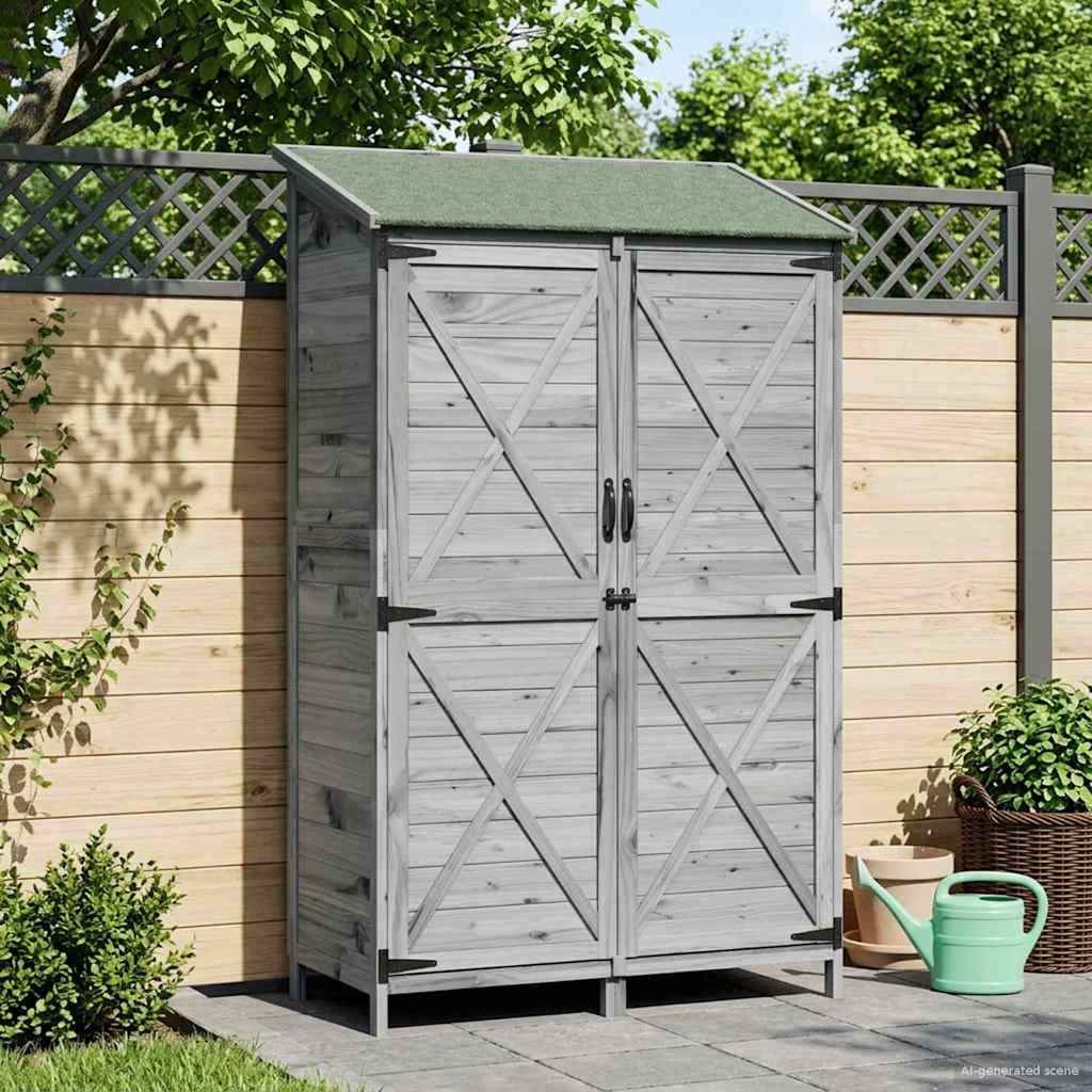 Vidaxl - Abri de jardin Gris 106 x 56 x 176,5 cm Bois d'ingénierie vidaXL 42033482 - Image 4