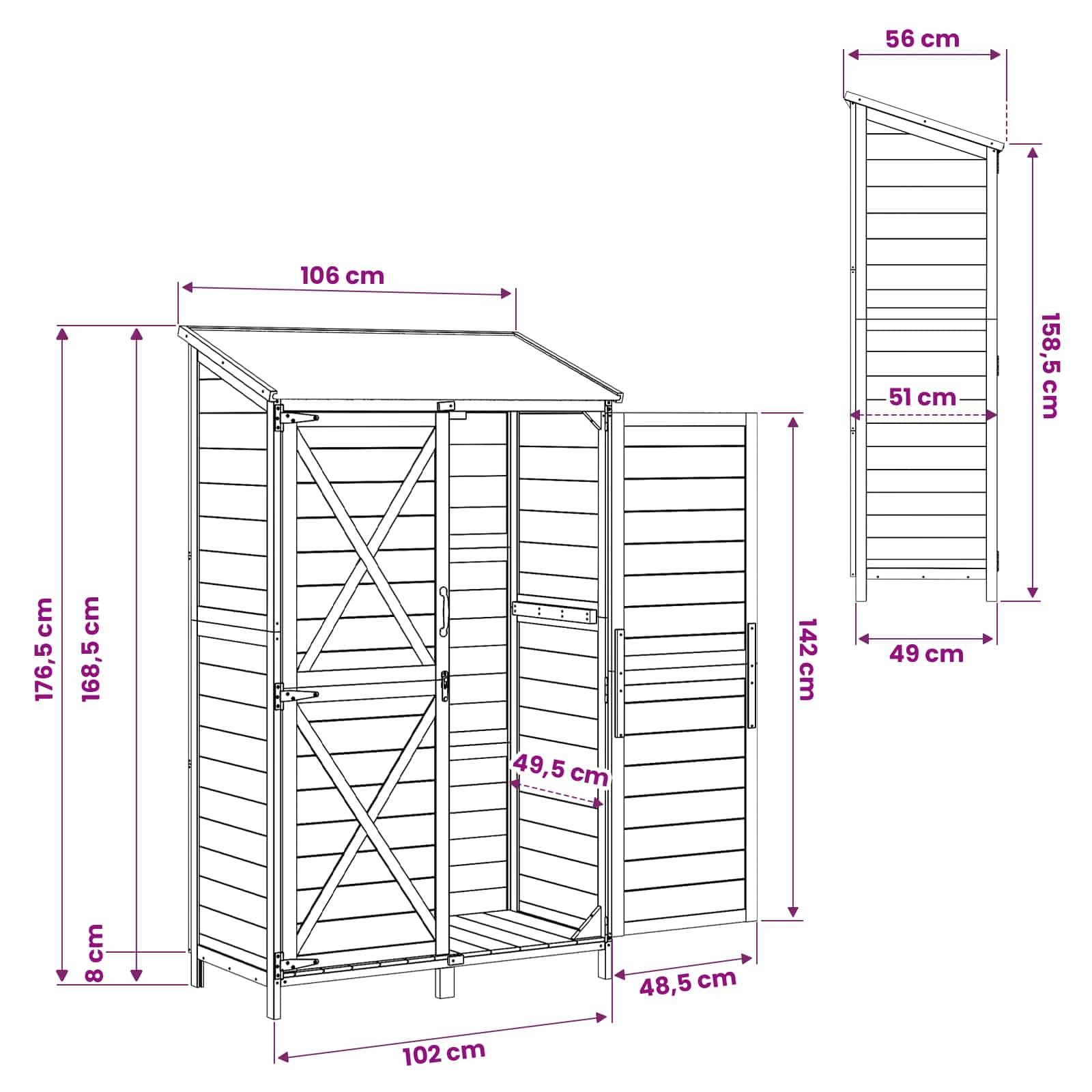 Vidaxl - Abri de jardin Gris 106 x 56 x 176,5 cm Bois d'ingénierie vidaXL 42033482 - Image 3