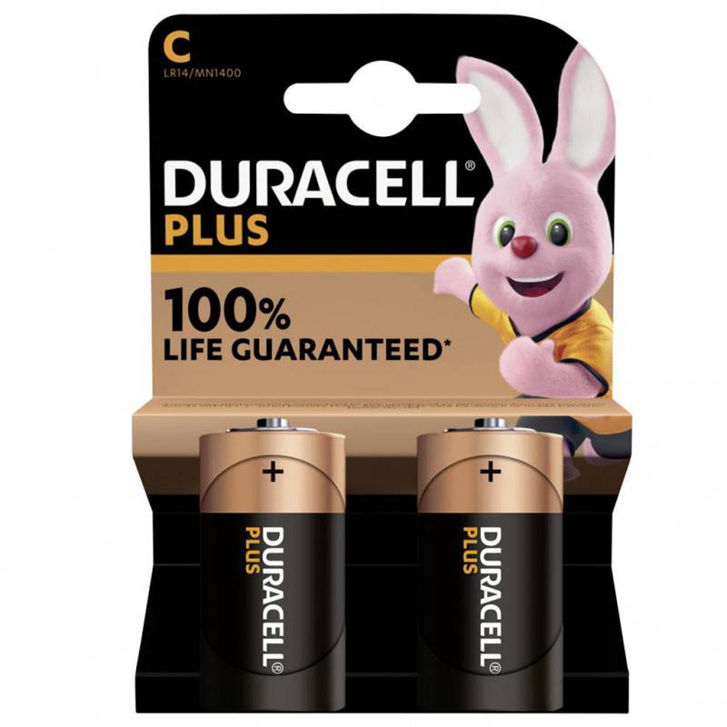 2 Piles alcalines Plus 100% LR14/C (1,5V) DURACELL - Image 1