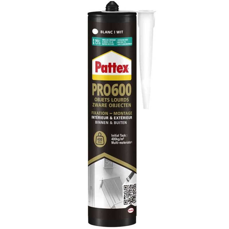 Pattex - PATTEX Colle de Fixation PRO600 Objets Lourds Blanc 460g