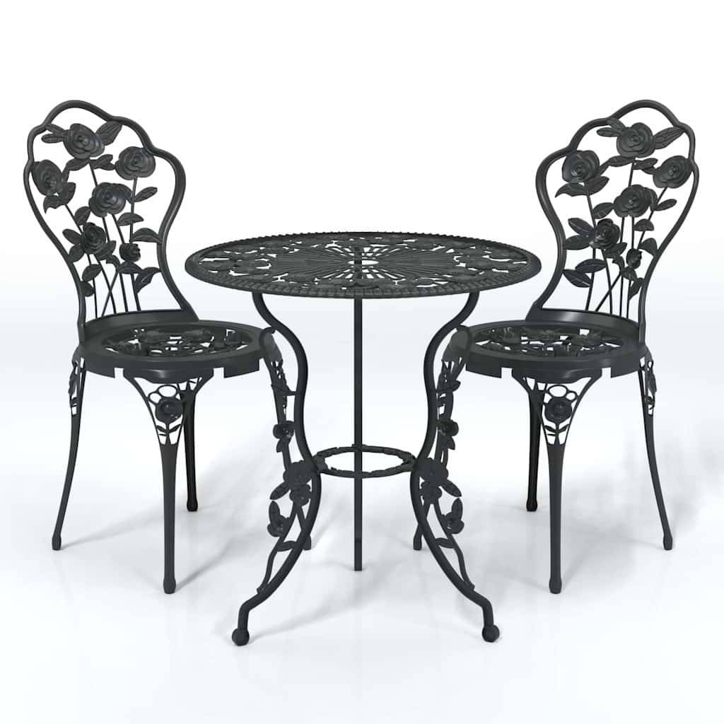 Vidaxl - Ensemble de bistro 3 pcs Aluminium coulé Noir vidaXL 317739 - Image 2