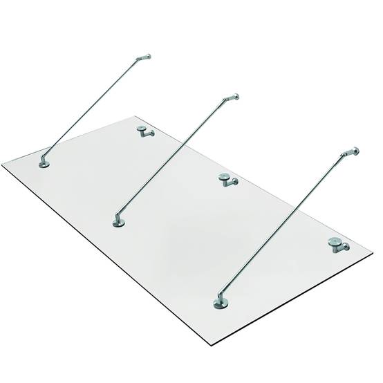 Marquise de porte verre trempé et acier inoxydable transparent 200 x 90 x 12 cm - PANGIVO - Image 1
