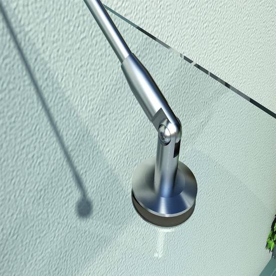 Marquise de porte verre trempé et acier inoxydable transparent 200 x 90 x 12 cm - PANGIVO - Image 7