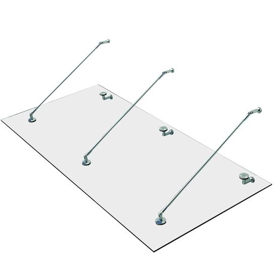 Marquise de porte verre trempé et acier inoxydable transparent 200 x 90 x 12 cm - PANGIVO - Image 2