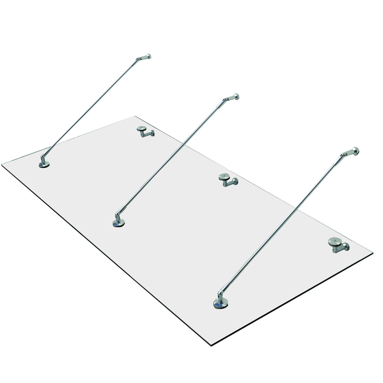 Marquise de porte verre trempé et acier inoxydable transparent 200 x 90 x 12 cm - PANGIVO - Image 2