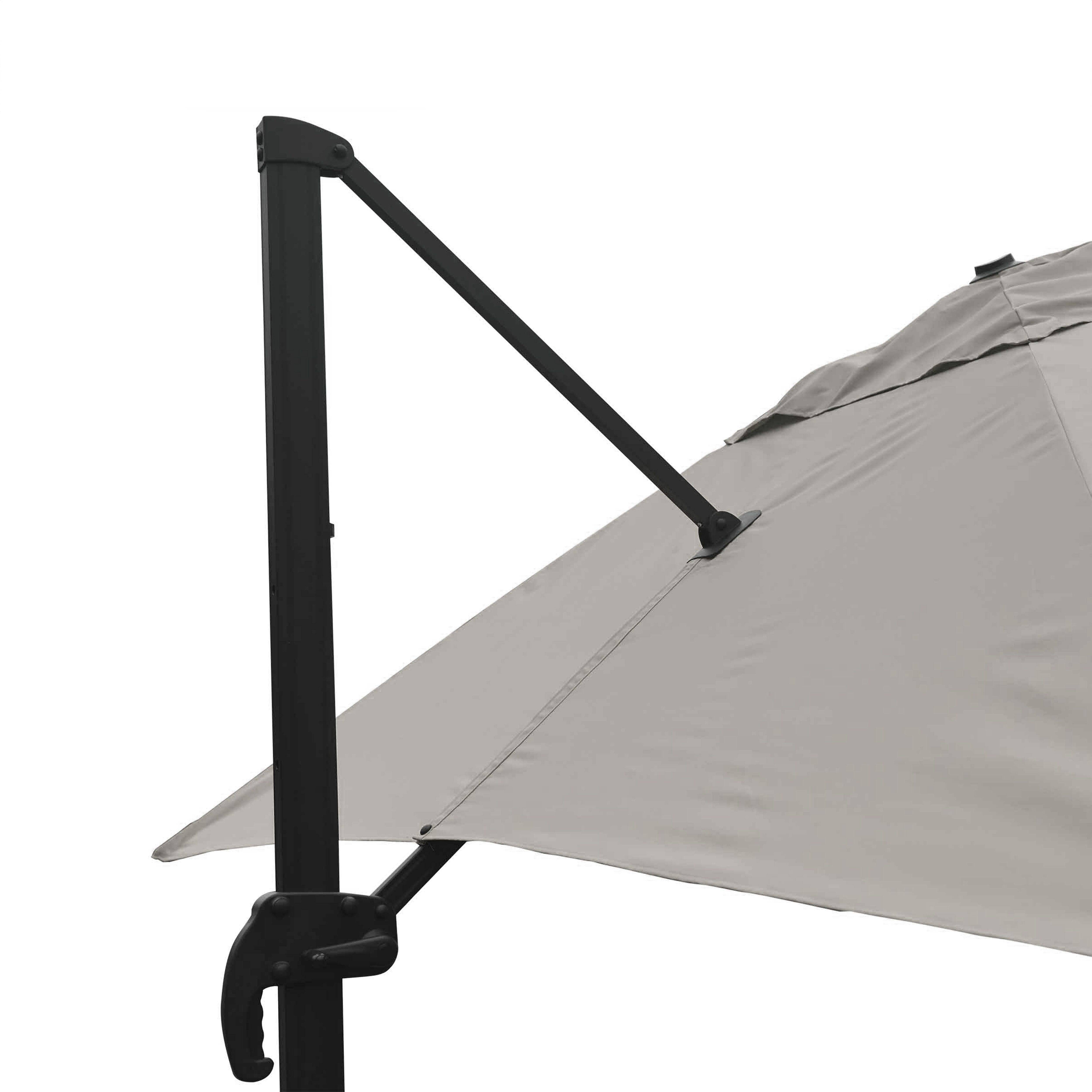 Oviala - Parasol déporté inclinable et rotatif 3 x 3m en aluminium taupe Malaga - Oviala - Image 5