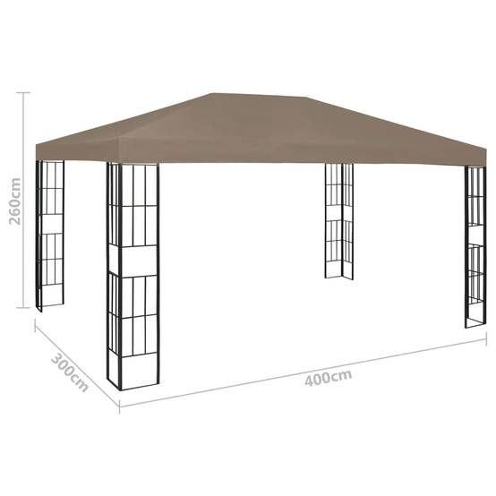 Pergola Jardin - Tonnelle de jardin - Belvédère 4x3 m Taupe MI44 - Image 7