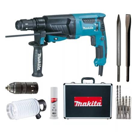 Perforateur burineur SDS Plus - 800W 26mm - MAKITA - avec coffret aluminium + Kit d'accessoires - HR2631FTX4 - Image 1