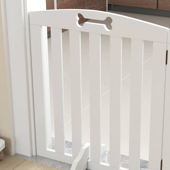 Barrière de séparation MDF chiens maison 3 panneaux avec pieds supports 155x61cm blanc - ComfortXL Outdoor Living - Image 10