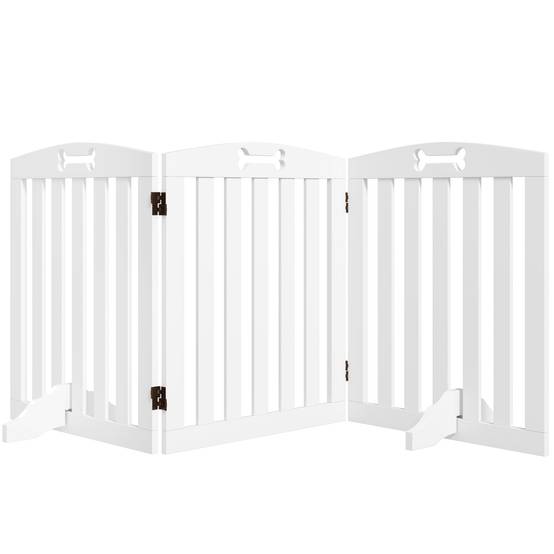 Barrière de séparation MDF chiens maison 3 panneaux avec pieds supports 155x61cm blanc - ComfortXL Outdoor Living - Image 1