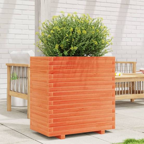 Jardinière | Pot de fleurs | Cache-pot | Bac à fleurs cire marron 70x40x72,5 cm bois de pin massif - Image 3