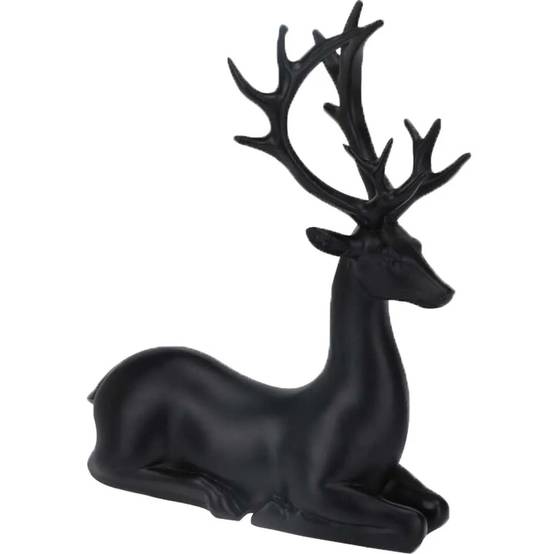 Renne couché noir 20cm - 16x6,5x20,5cm - Décoration Noël - Image 2