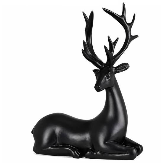 Renne couché noir 20cm - 16x6,5x20,5cm - Décoration Noël - Image 4