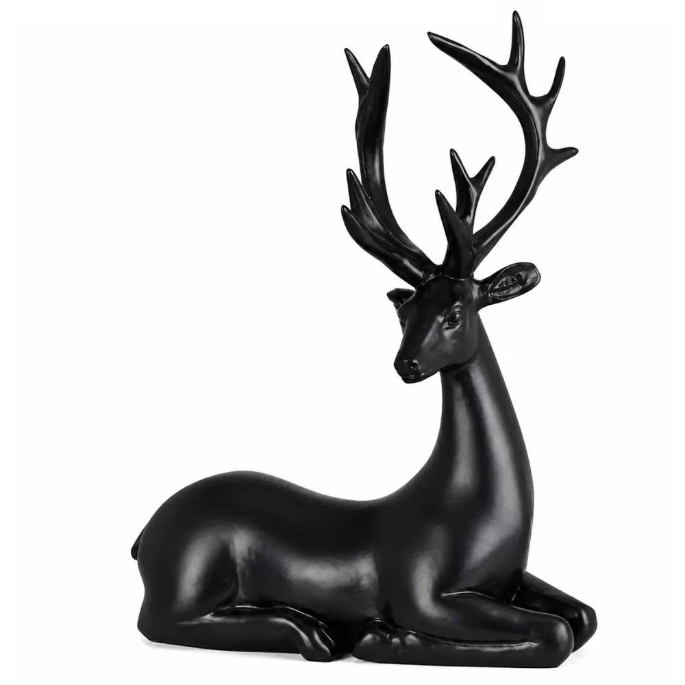 Renne couché noir 20cm - 16x6,5x20,5cm - Décoration Noël - Image 4
