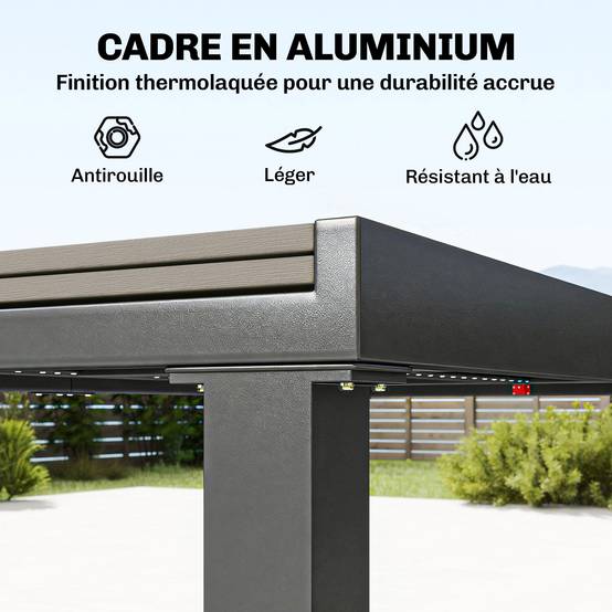 Salon de jardin aluminium et composite gris 225 x 85 x 75 cm - PANGIVO - Image 7