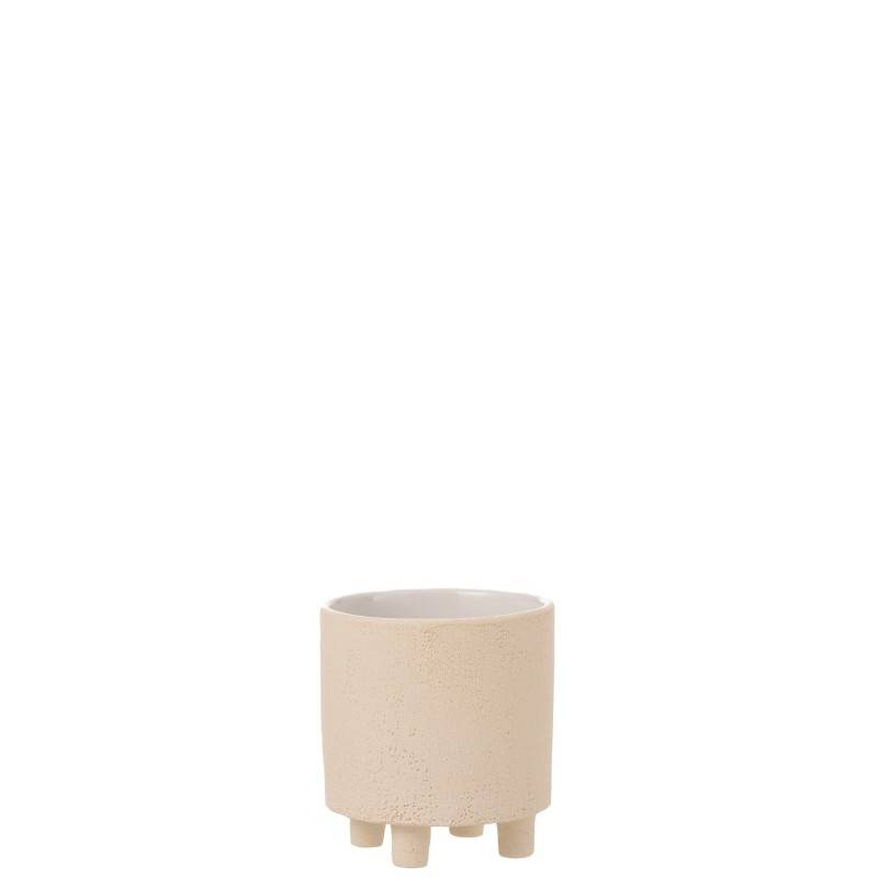Cache-pot en céramique beige 15x15x16 cm - J-Line