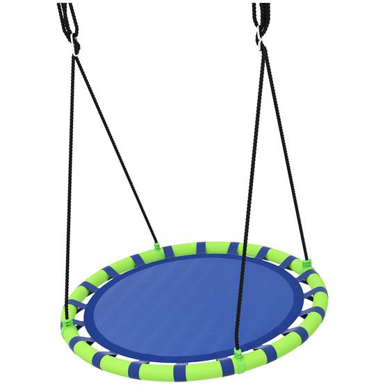 Balançoire nid bleu et vert Ø100 cm hauteur ajustable charge 150kg fixation arbre jardin - Image 2