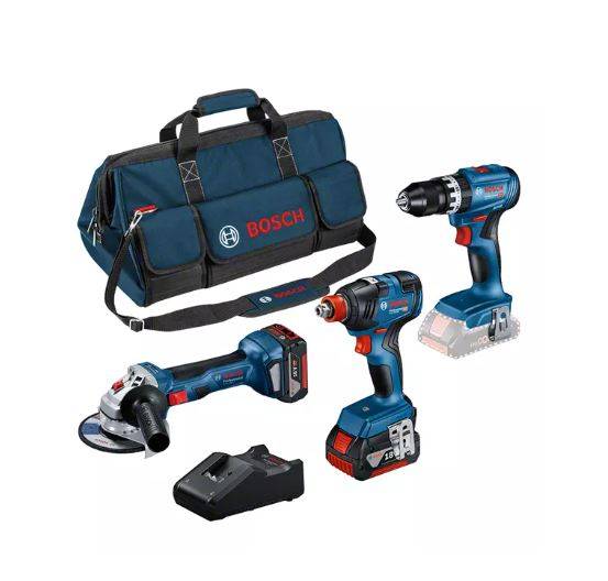 Bosch Professional - Combo kit 3 machines 18V (GWS7/GSB45/GDX200) + 2 batteries 5Ah + sac - BOSCH - 0615990N31 - Image 1