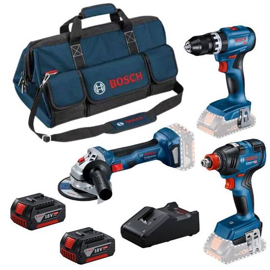 Bosch - Pack 3 Outils 18V GSB/GDX/GWS -BOSCH - avec 2 batteries 5.5AH - chargeur - sac - 0615990N31 - Image 1