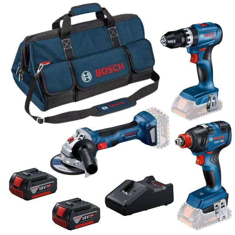 Bosch - Pack 3 Outils 18V GSB/GDX/GWS -BOSCH - avec 2 batteries 5.5AH - chargeur - sac - 0615990N31 - Image 1
