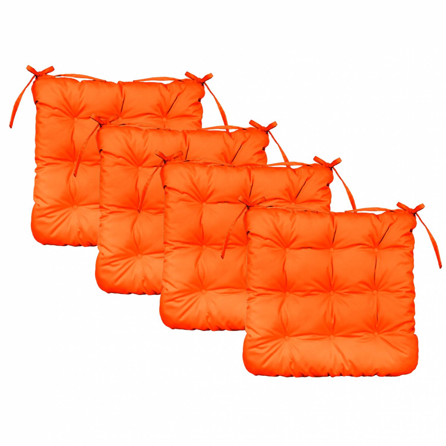 Linxor - Lot de 4 galettes, coussins carrés capitonnés pour chaise - Orange - Linxor - Image 1