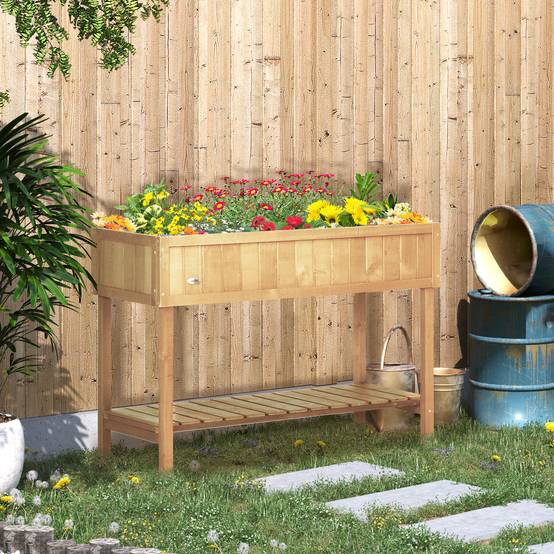Carré potager sur pieds bois massif jardin culture ergonomique 8 bacs 110cm - ComfortXL Outdoor Living - Image 2