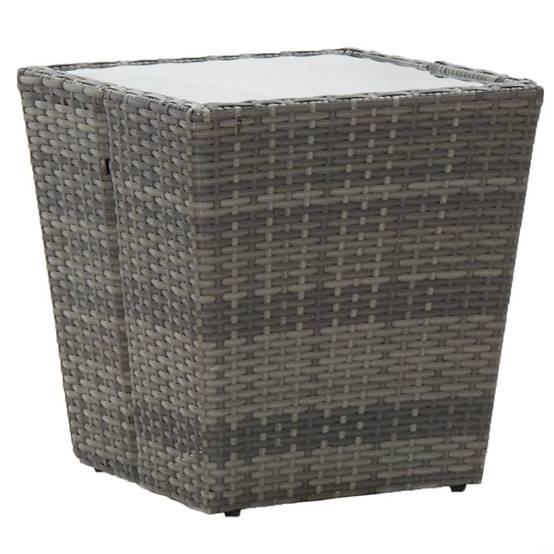 Petite Table Basse d'Extérieur Grise en Polyrotin avec Plateau en Verre, 41,5x41,5x43 cm – ComfortXL Outdoor Living - Image 1