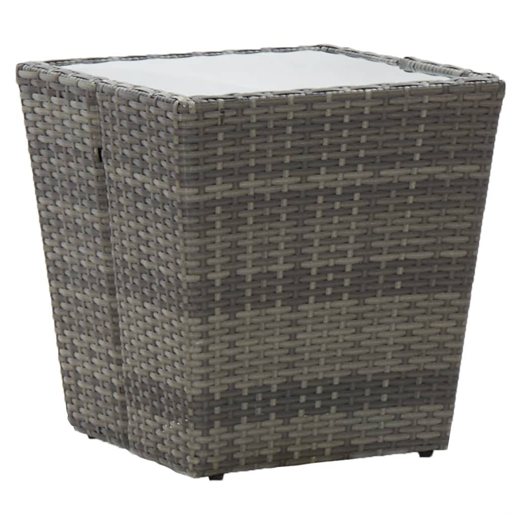 Petite Table Basse d'Extérieur Grise en Polyrotin avec Plateau en Verre, 41,5x41,5x43 cm – ComfortXL Outdoor Living - Image 1