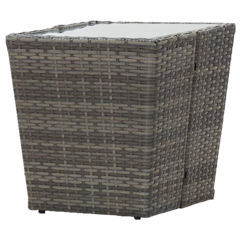 Petite Table Basse d'Extérieur Grise en Polyrotin avec Plateau en Verre, 41,5x41,5x43 cm – ComfortXL Outdoor Living - Image 4