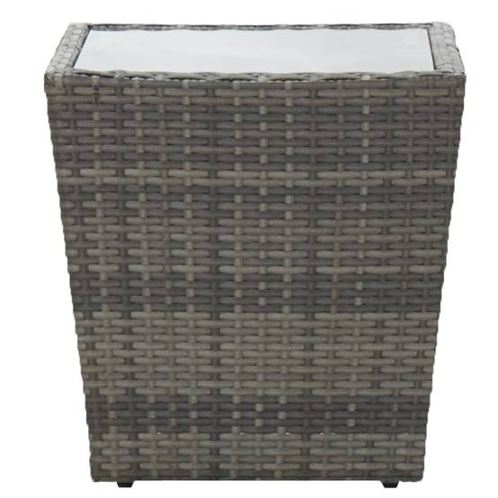 Petite Table Basse d'Extérieur Grise en Polyrotin avec Plateau en Verre, 41,5x41,5x43 cm – ComfortXL Outdoor Living - Image 2