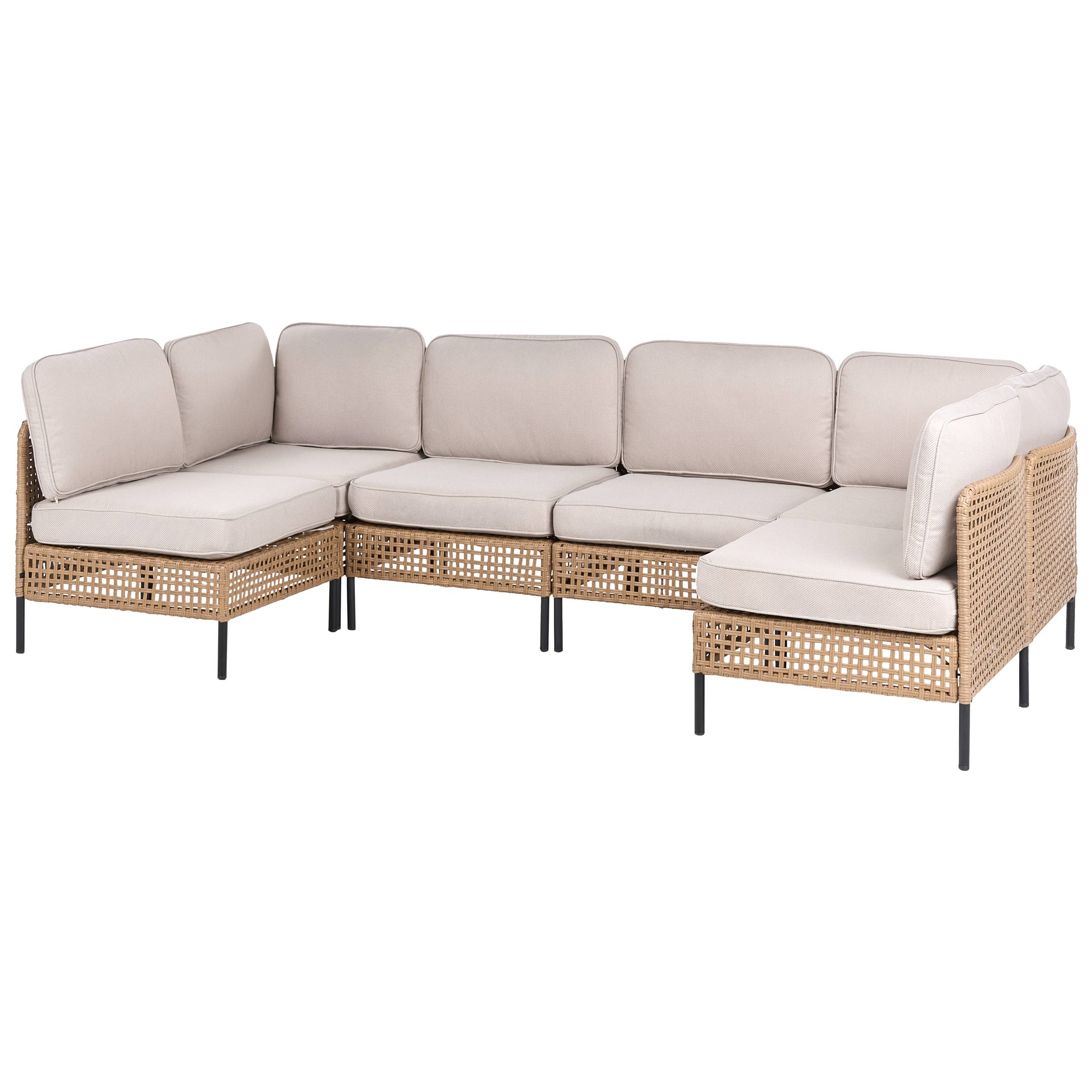 Beliani - Set de salon, 6 Personnes Polyrotin Beige clair OMEGANA - Beliani - Image 4