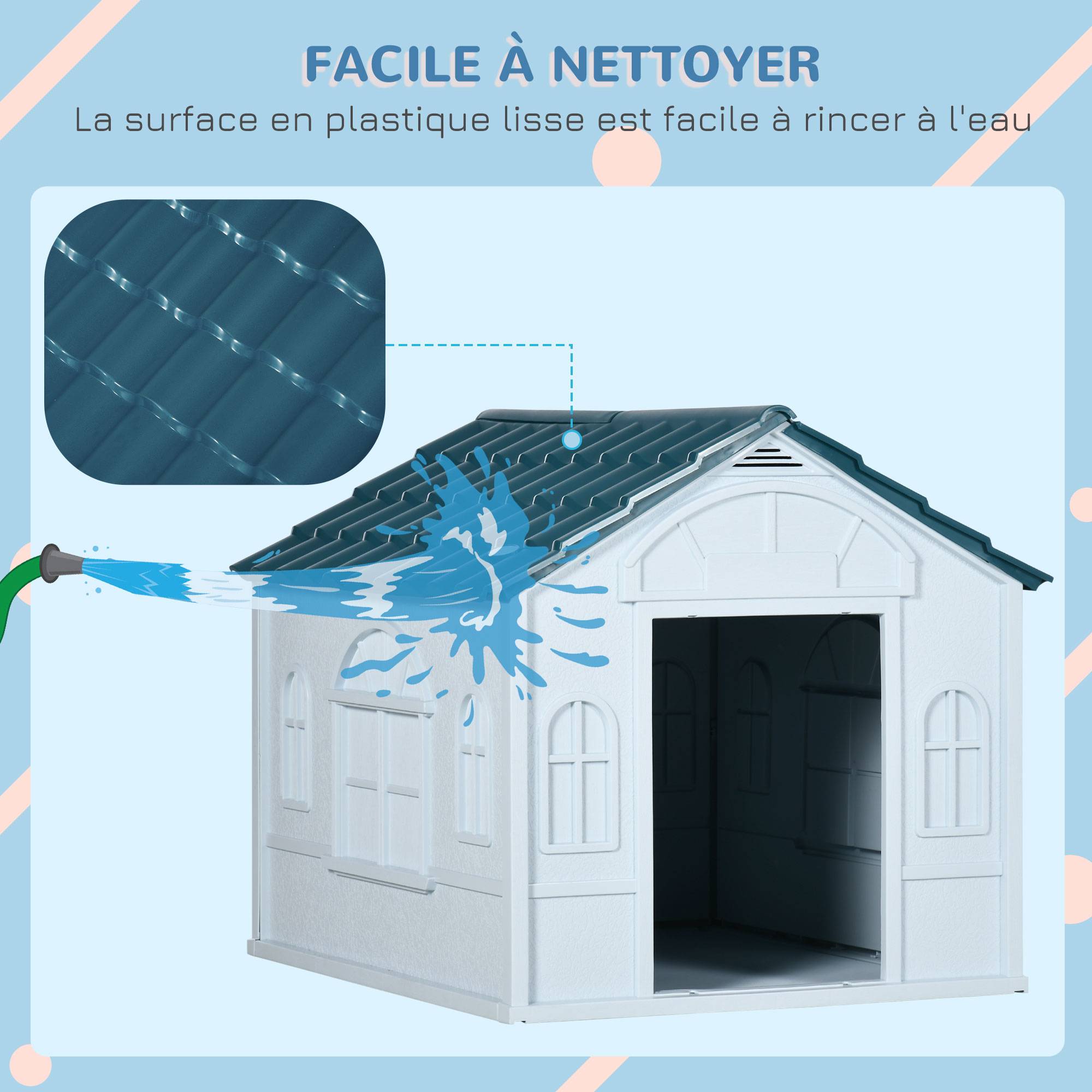 Sans Marque - Niche pour chien chenil à l'extérieur en PP blanc pour chiens de petite et moyenne taille - 65 x 75,7 x 63 cm - Image 7