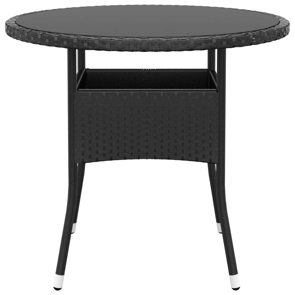 PANGIVO - Table de jardin noire résine tressée et verre trempé 80 x 75 cm - PANGIVO - Image 2