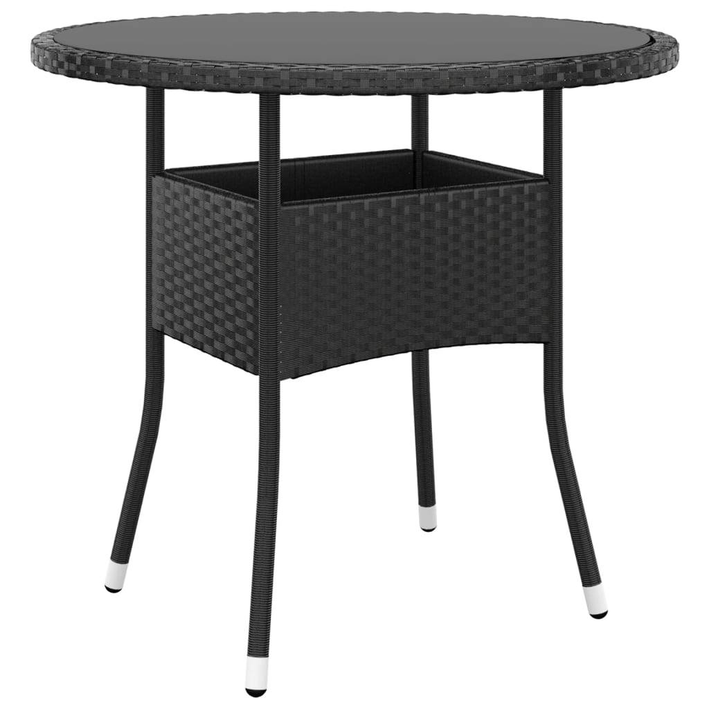 PANGIVO - Table de jardin noire résine tressée et verre trempé 80 x 75 cm - PANGIVO - Image 1