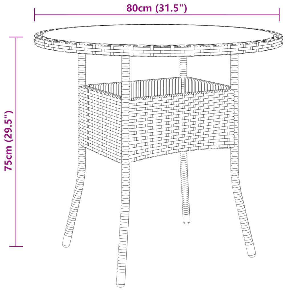 PANGIVO - Table de jardin noire résine tressée et verre trempé 80 x 75 cm - PANGIVO - Image 4