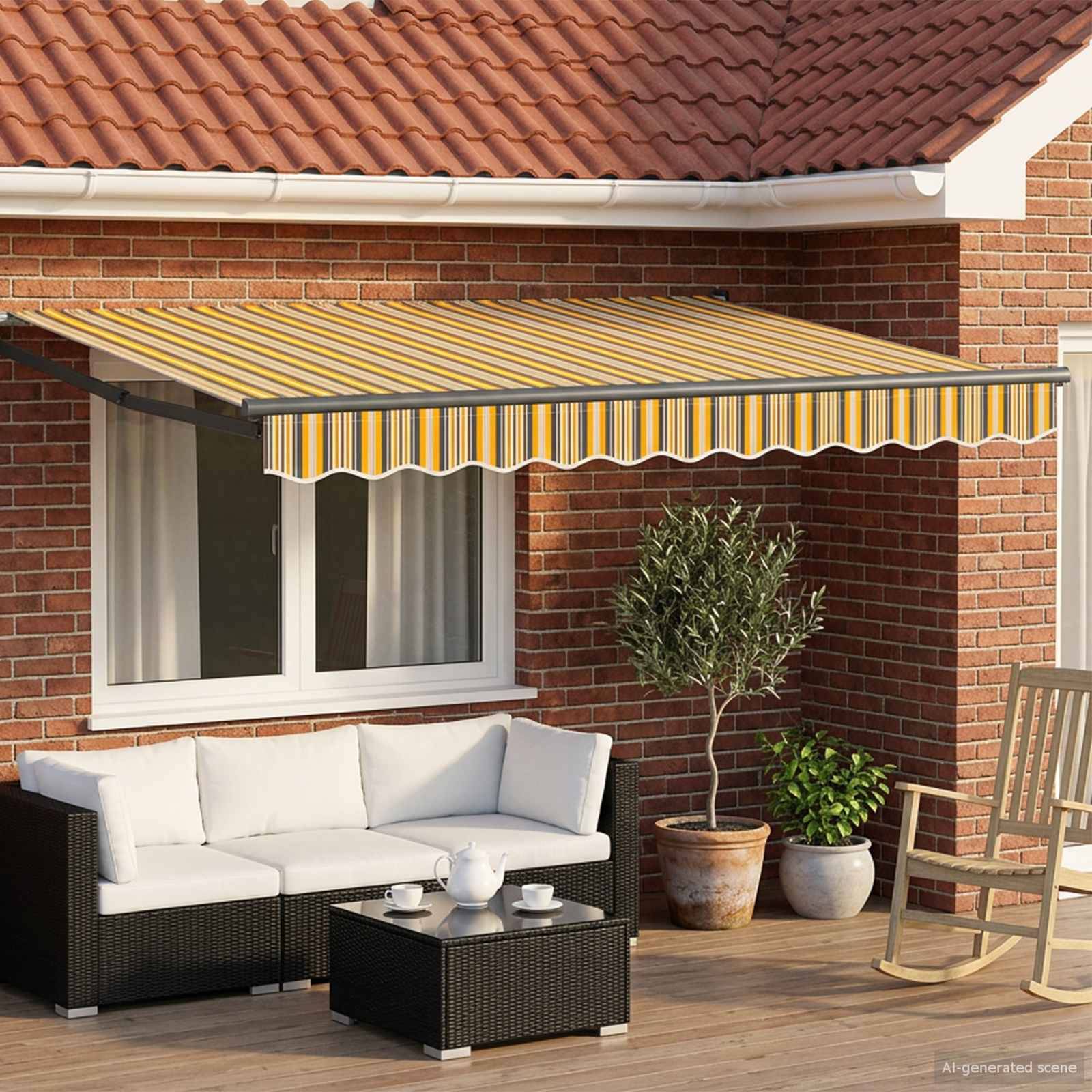 Store vidaXL Auvent rétractable automatique crème 3,5x2,5 m