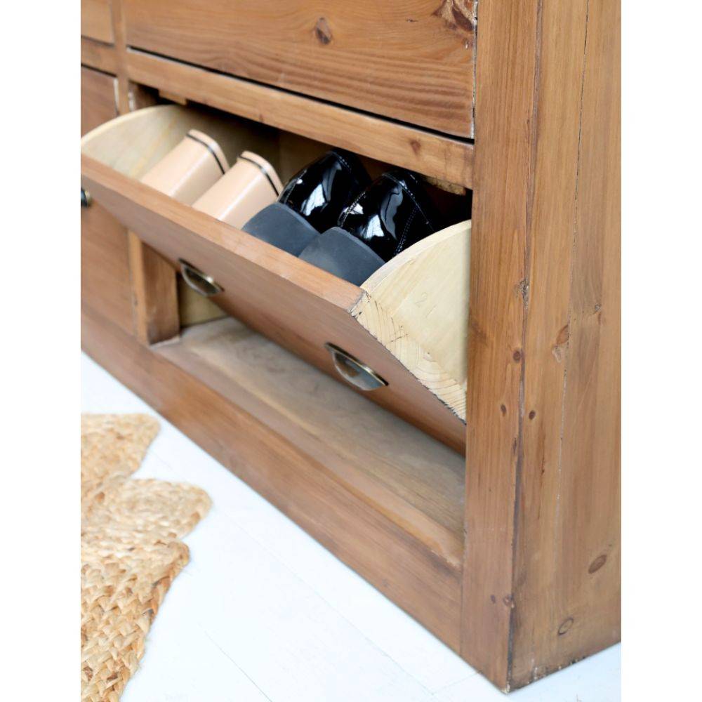 Chemin De Campagne - Grand meuble rangement chaussures entrée bois marron 190 x 40 x 90cm Chemin de campagne - Image 3